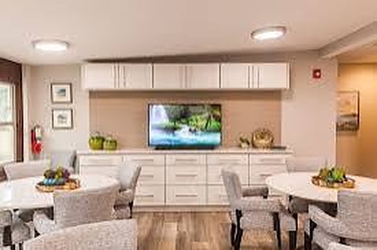 Media wall and dining tables